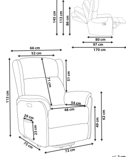 Online Elektryczny fotel rozkładany ELEGY Z wysuwanym podnóżkiem Welur Jasno Fotele Tapicerowane|Wszystkie Fotele