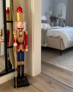 Figurka dekoracyjna MALARAN Dziadek do orzechów 90 cm Czerwony