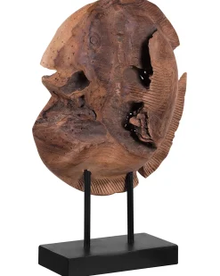 Figurka dekoracyjna Ryba PLAICE FISH Drewno tekowe Brązowy