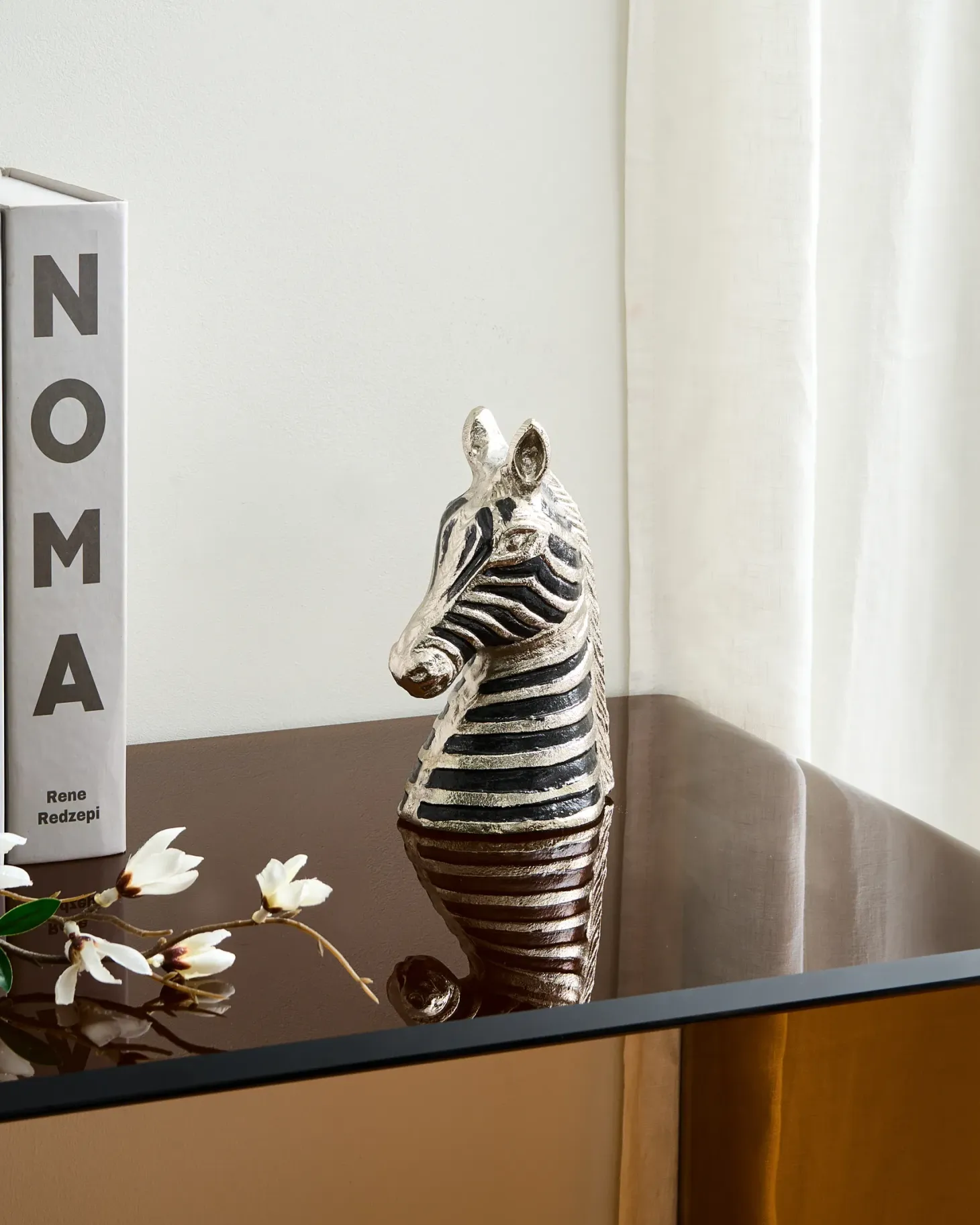 Figurka dekoracyjna Zebra ZAGORA Metal Czarny/ srebrny