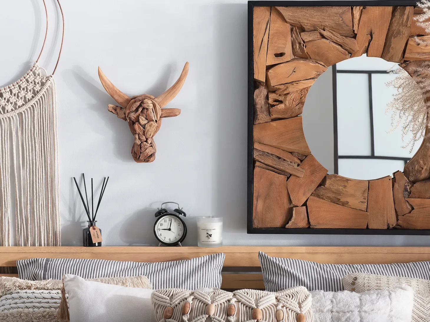 Figurka na ścianę Byk BULL HEAD Drewno tekowe 34 cm Brązowy