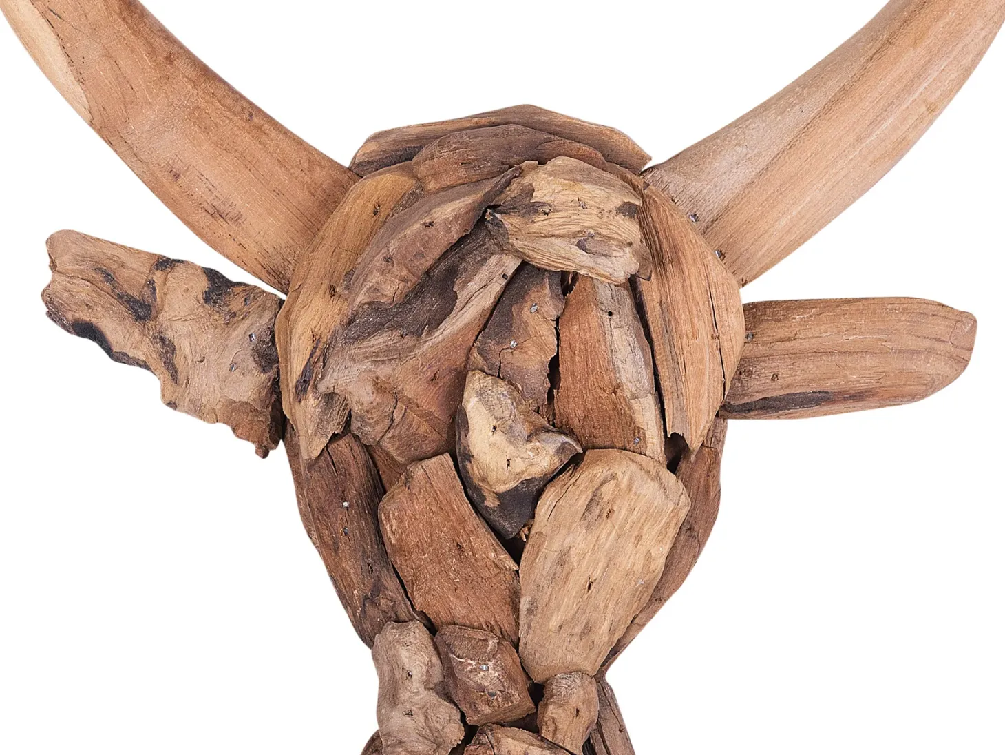 Figurka na ścianę Byk BULL HEAD Drewno tekowe 34 cm Brązowy
