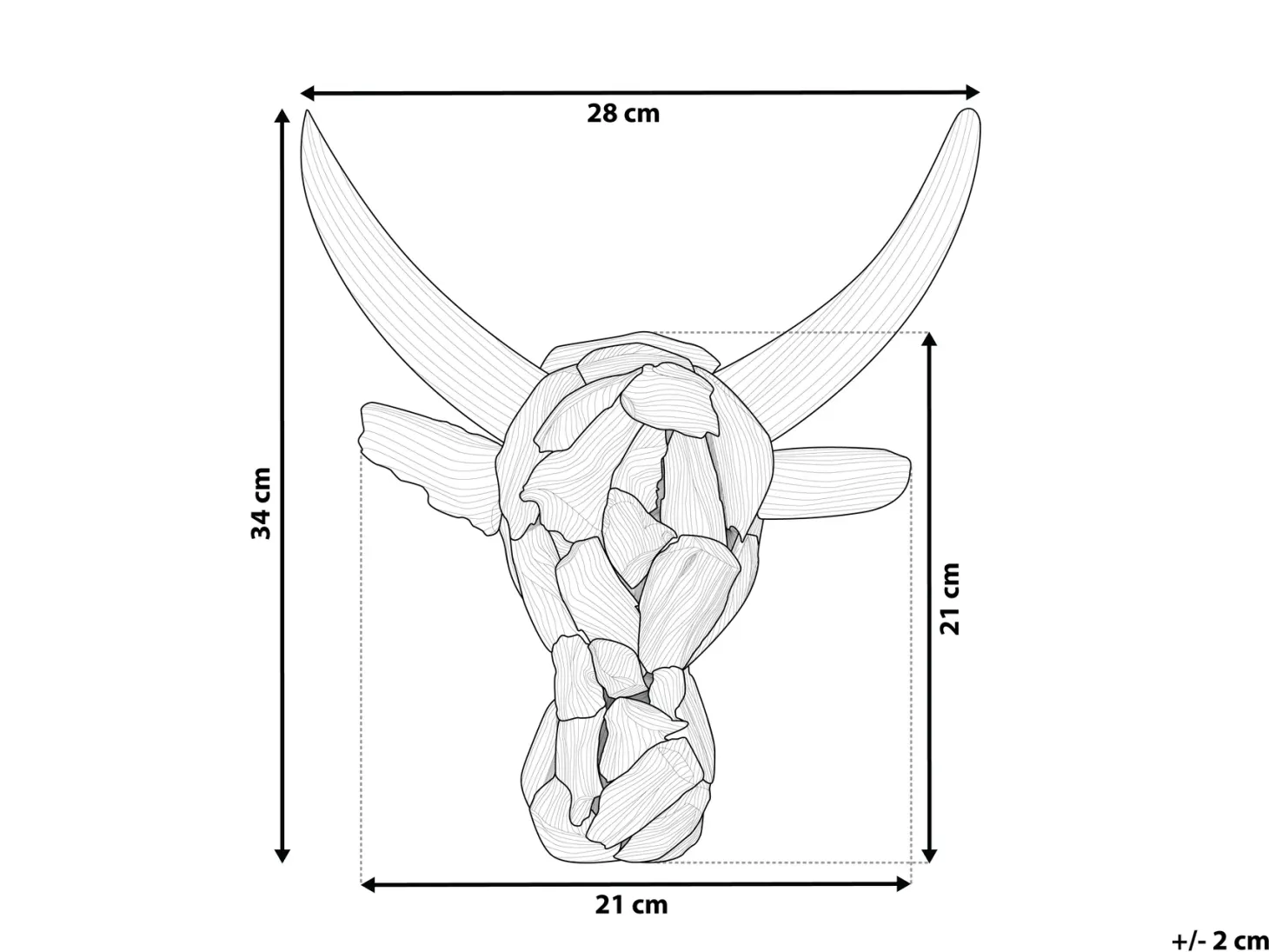 Figurka na ścianę Byk BULL HEAD Drewno tekowe 34 cm Brązowy