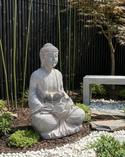 Fontanna ogrodowa LED URLANTE Budda Szary