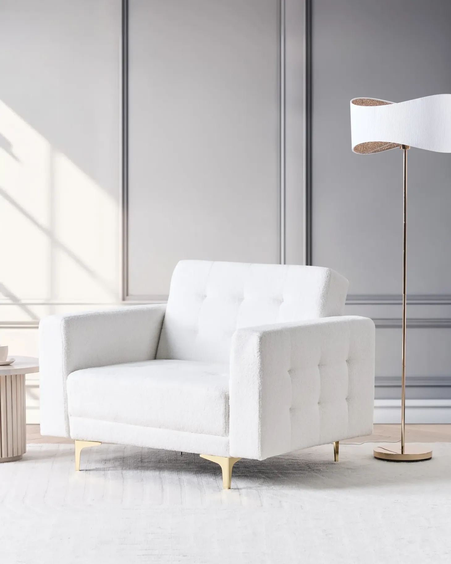 Sale Fotel ABERDEEN Boucle Złamana biel Wszystkie Fotele|Fotele Tapicerowane