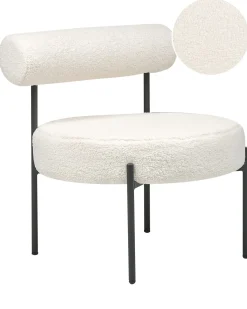 Discount Fotel ALPHA Boucle Biały Wszystkie Fotele|Fotele Tapicerowane