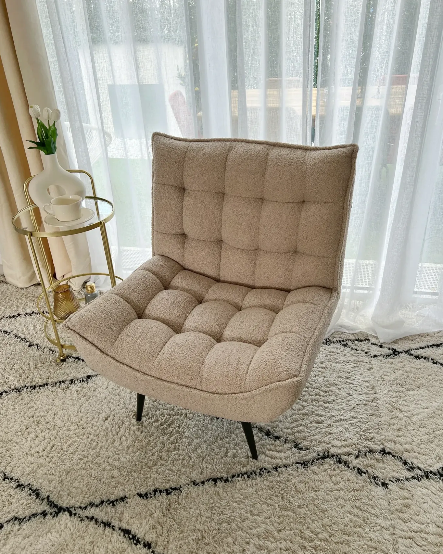 Sale Fotel ALVESTA Boucle Beżowy Wszystkie Fotele|Fotele Tapicerowane