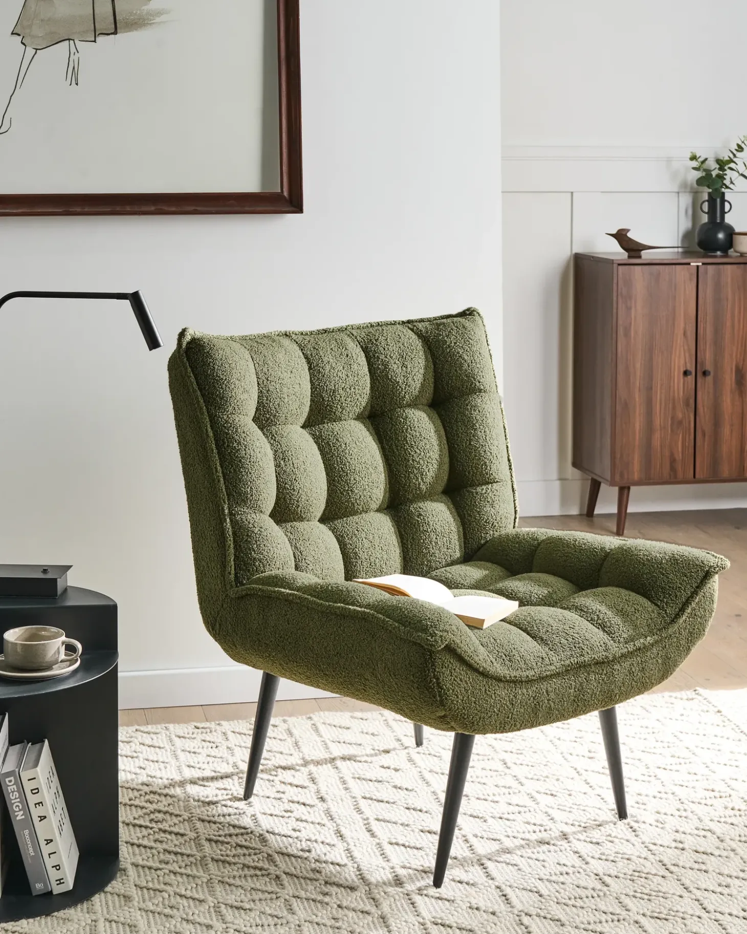 Outlet Fotel ALVESTA Boucle Ciemnozielony Wszystkie Fotele|Fotele Tapicerowane