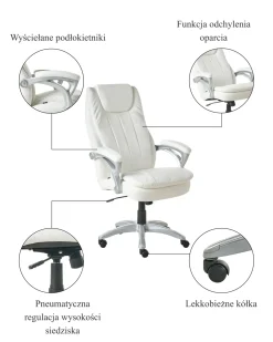 Discount Fotel biurowy CHIEF Ekoskóra Złamana biel Krzesła Biurowe Do Domu|Wszystkie Krzesła
