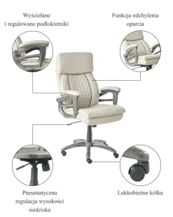 Discount Fotel biurowy GALLANT Ekoskóra Beżowy Krzesła Biurowe Do Domu|Wszystkie Krzesła