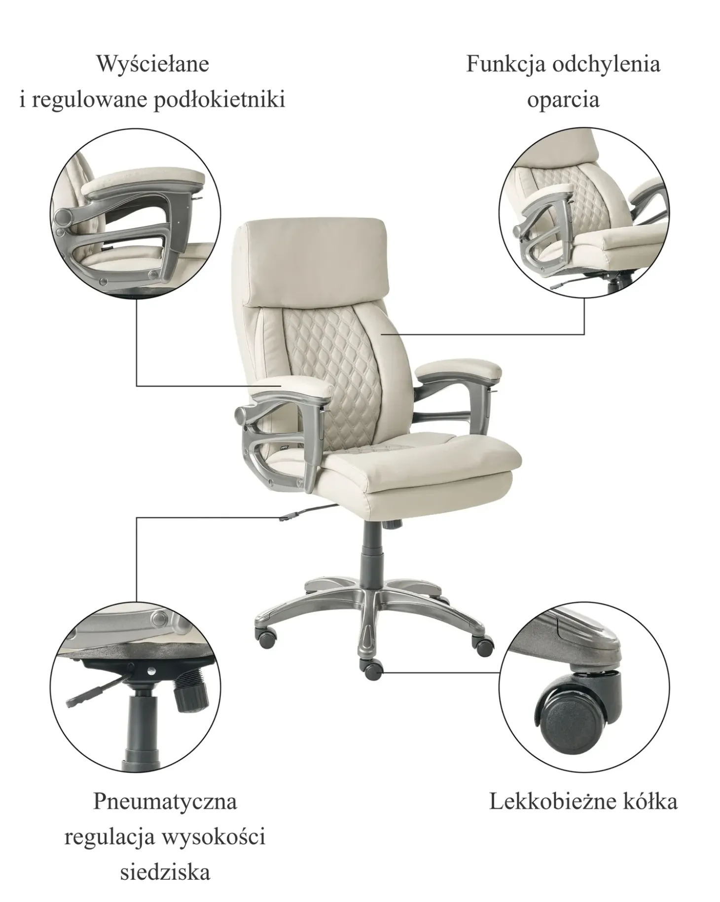 Discount Fotel biurowy GALLANT Ekoskóra Beżowy Krzesła Biurowe Do Domu|Wszystkie Krzesła