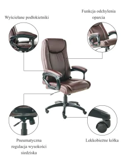 Sale Fotel biurowy GRACEFUL Ekoskóra Ciemnobrązowy Krzesła Biurowe Do Domu|Wszystkie Krzesła