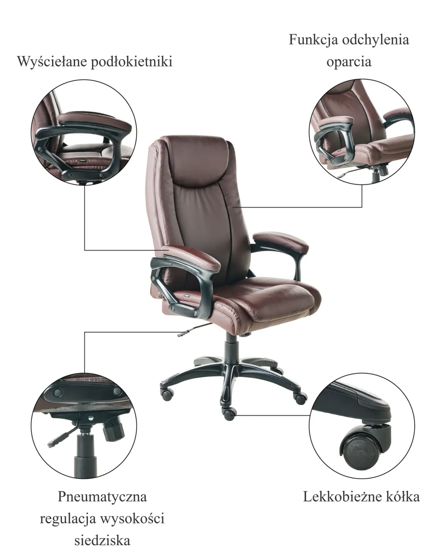Sale Fotel biurowy GRACEFUL Ekoskóra Ciemnobrązowy Krzesła Biurowe Do Domu|Wszystkie Krzesła