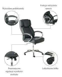 New Fotel biurowy HONOR Ekoskóra Czarny Krzesła Biurowe Do Domu|Wszystkie Krzesła