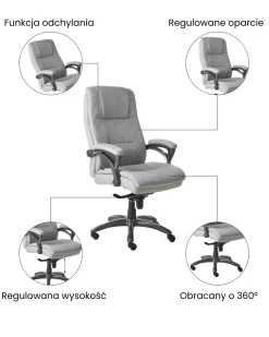 Clearance Fotel biurowy MAGNUS Len Szary Profesjonalne Fotele Biurowe|Krzesła Biurowe Do Domu