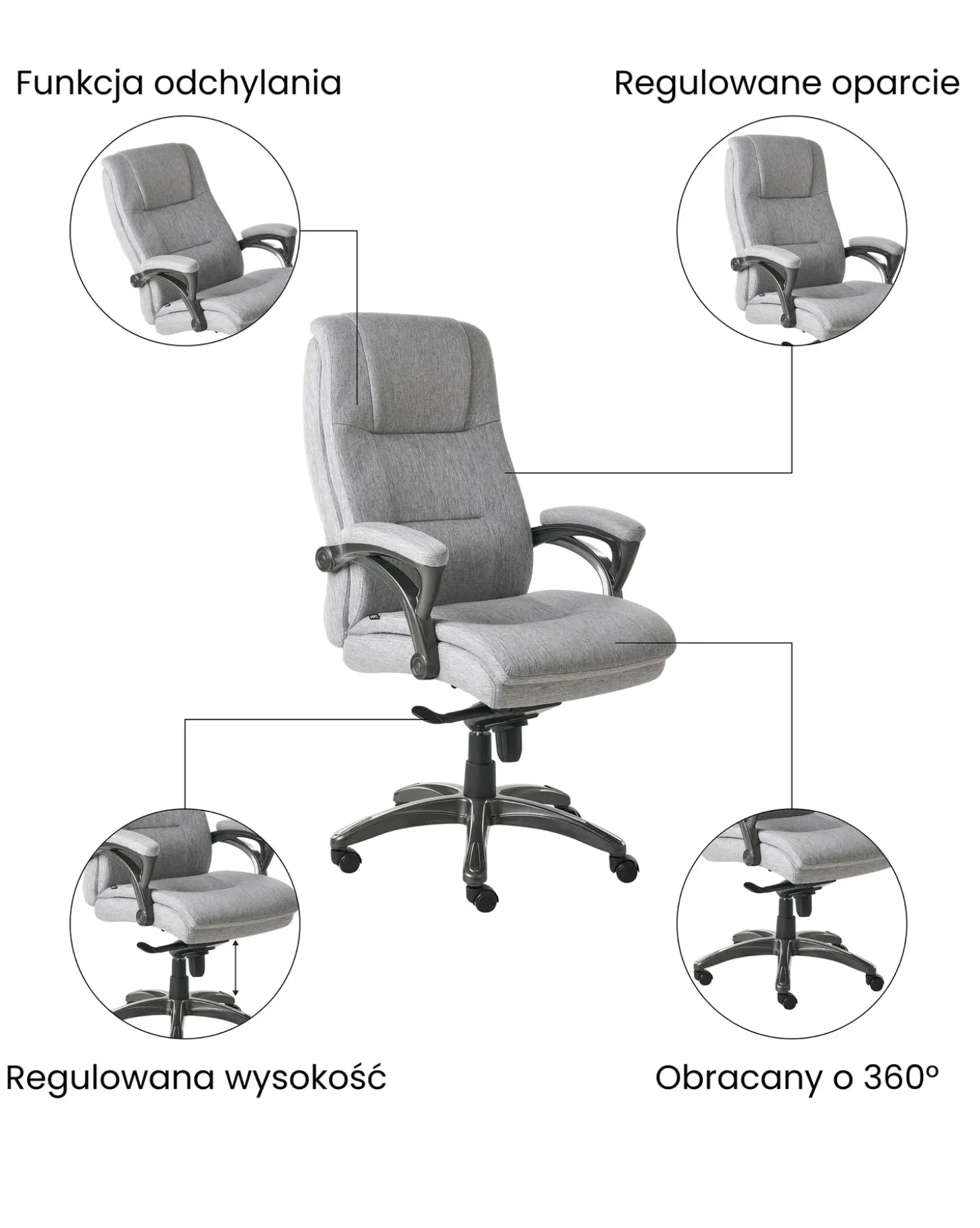 Clearance Fotel biurowy MAGNUS Len Szary Profesjonalne Fotele Biurowe|Krzesła Biurowe Do Domu