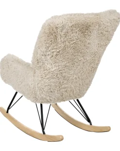 Discount Fotel bujany AKRA Sztuczne futro Jasnobeżowy Wszystkie Fotele|Fotele Bujane