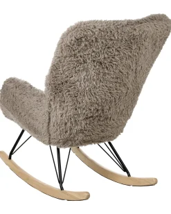 Discount Fotel bujany AKRA Sztuczne futro Beżowoszary Wszystkie Fotele|Fotele Bujane
