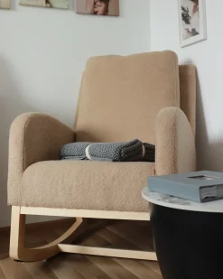 Discount Fotel bujany ALSTA Boucle Beżowy Wszystkie Fotele|Fotele Bujane