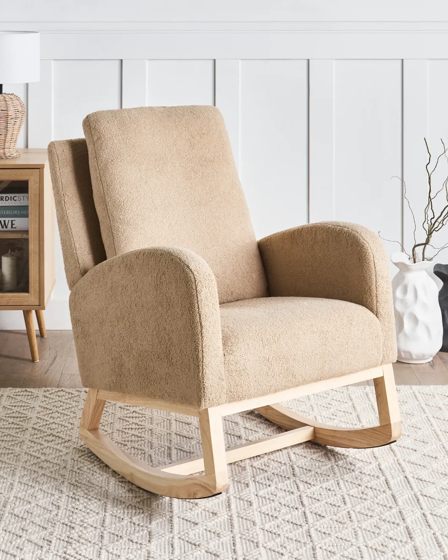 Discount Fotel bujany ALSTA Boucle Beżowy Wszystkie Fotele|Fotele Bujane