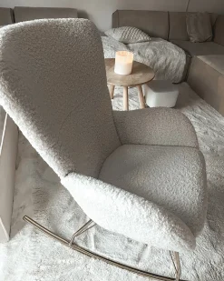 Hot Fotel bujany ANASET Boucle Biały Wszystkie Fotele|Fotele Bujane
