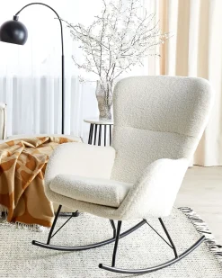 Outlet Fotel bujany ANASET Boucle Jasnobeżowy Wszystkie Fotele|Fotele Bujane