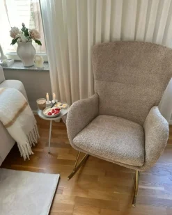 Discount Fotel bujany ANASET Boucle Piaskowy Wszystkie Fotele|Fotele Bujane