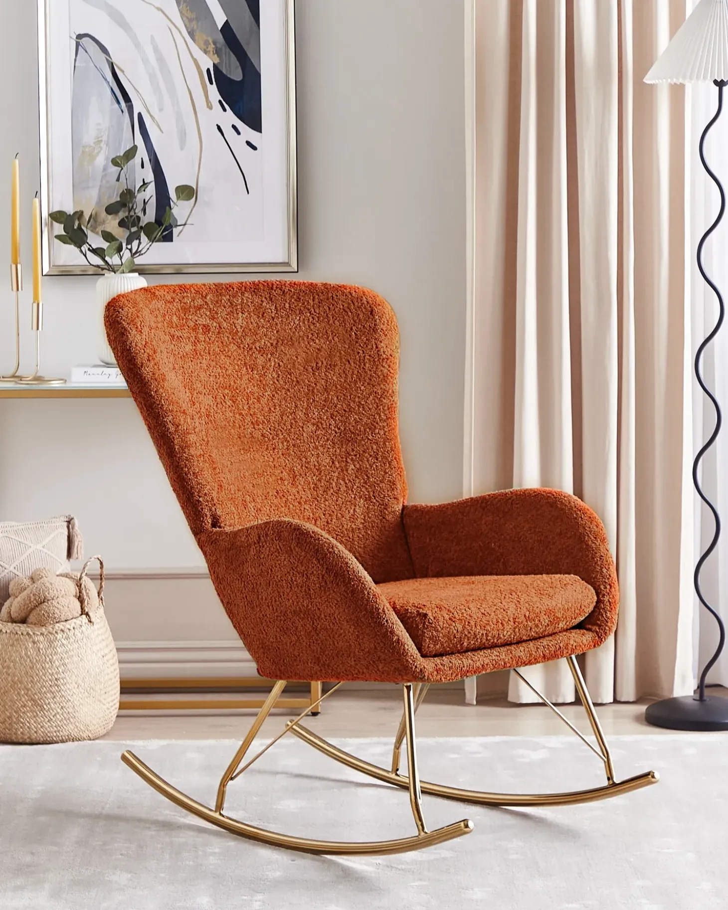 Discount Fotel bujany ANASET Boucle Pomarańczowy Wszystkie Fotele|Fotele Bujane