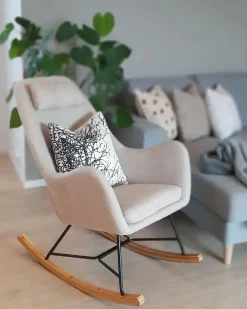 Best Fotel bujany ARRIE Jasnobeżowy Wszystkie Fotele|Fotele Bujane