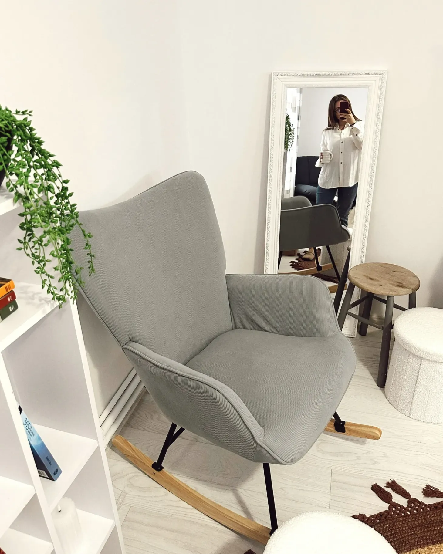 New Fotel bujany ARSET Sztruks Błękitny Wszystkie Fotele|Fotele Bujane