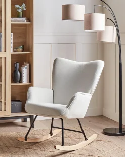 Discount Fotel bujany ARSET Sztruks Złamana biel Wszystkie Fotele|Fotele Bujane