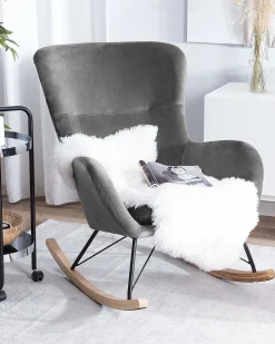 Online Fotel bujany ELLAN Welur Ciemnoszary Wszystkie Fotele|Fotele Bujane