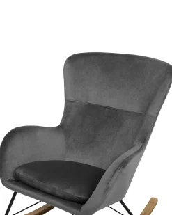 Online Fotel bujany ELLAN Welur Ciemnoszary Wszystkie Fotele|Fotele Bujane