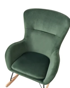 Discount Fotel bujany ELLAN Welur Ciemnozielony Wszystkie Fotele|Fotele Bujane