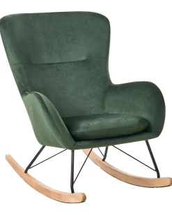 Discount Fotel bujany ELLAN Welur Ciemnozielony Wszystkie Fotele|Fotele Bujane
