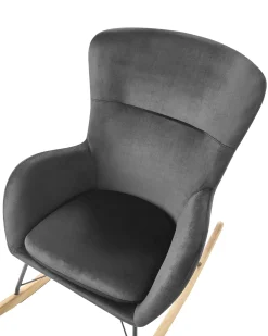 New Fotel bujany ELLAN Welur Czarny Wszystkie Fotele|Fotele Bujane