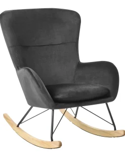 New Fotel bujany ELLAN Welur Czarny Wszystkie Fotele|Fotele Bujane