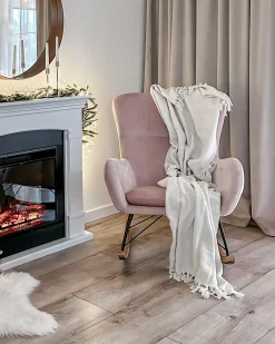 Clearance Fotel bujany ELLAN Welur Różowy Wszystkie Fotele|Fotele Bujane