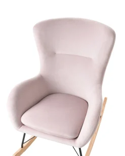 Clearance Fotel bujany ELLAN Welur Różowy Wszystkie Fotele|Fotele Bujane