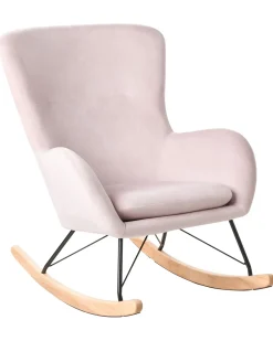 Clearance Fotel bujany ELLAN Welur Różowy Wszystkie Fotele|Fotele Bujane