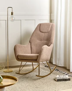 Outlet Fotel bujany GULSELE Boucle Beżowy Wszystkie Fotele|Fotele Bujane