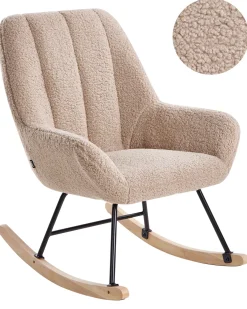 New Fotel bujany KINNO Boucle Beżowy Wszystkie Fotele|Fotele Bujane
