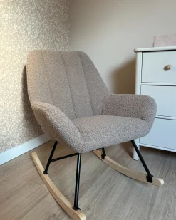 New Fotel bujany KINNO Boucle Beżowy Wszystkie Fotele|Fotele Bujane