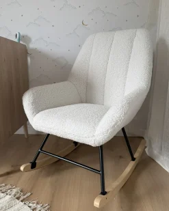 Clearance Fotel bujany KINNO Boucle Złamana biel Wszystkie Fotele|Fotele Bujane