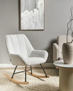 Clearance Fotel bujany KINNO Boucle Złamana biel Wszystkie Fotele|Fotele Bujane