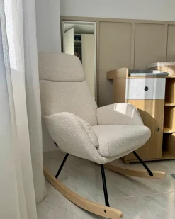 Clearance Fotel bujany KVELIA Złamana biel Fotele Tapicerowane|Wszystkie Fotele