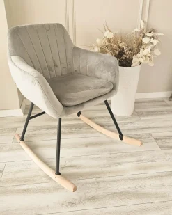 Sale Fotel bujany LIARUM Welur Szary Fotele Tapicerowane|Wszystkie Fotele
