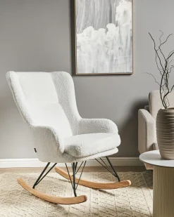 Discount Fotel bujany LUOMA Boucle Złamana biel Wszystkie Fotele|Fotele Bujane