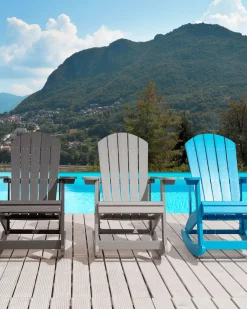Fotel bujany ogrodowy ADIRONDACK Jasnoszary