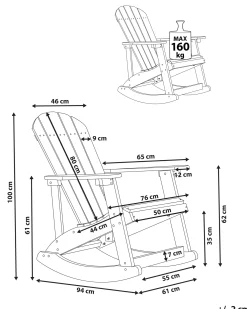 Fotel bujany ogrodowy ADIRONDACK Jasnoszary
